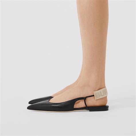 burberry logo detail leather slingback flats|Burberry Ballet flats and ballerina shoes for Women.